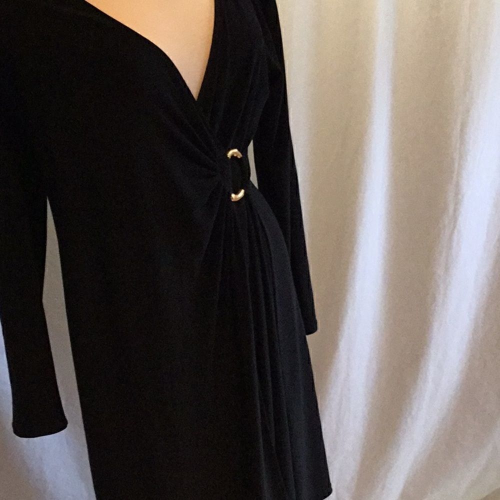 EVAN PICONE black lng sleeve wrap dress in size 10 - Picture 3 of 8